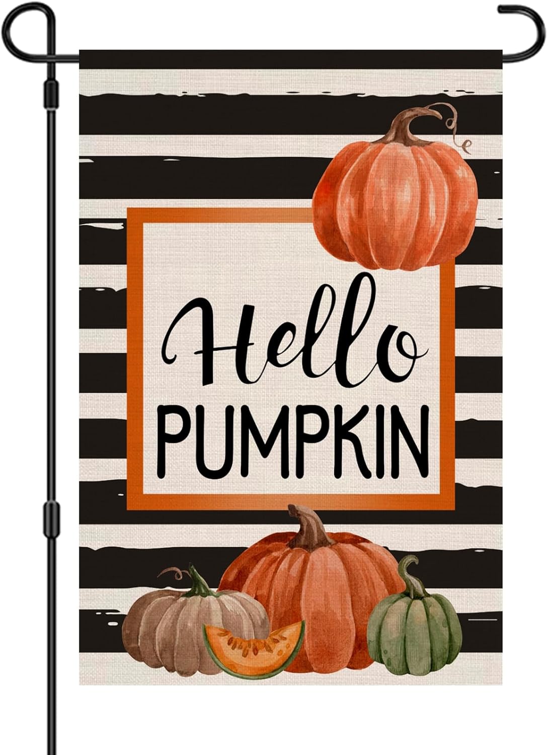 Flags - Fall Garden Flag 12x18 Inch, Double Sided Burlap Hello Pumpkin Garden Flag 12 x 18 Inch, Thanksgiving Day Small Yard Lawn Flag for Outdoor Holiday House Decor Seasonal Home Decorations