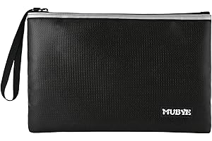 MUBYE Fireproof Waterproof Money Document Bag - Safe Zipper Bags with Reflective Strip, Fire & Water Proof Storage Organizer Pouch for Important Documents Holder,File,Cash,Jewelry,Passport (10.6" x 6.7")