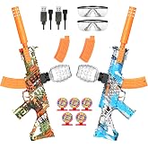2 Pack Gel Splatter Blasters, Full Auto Electric Splatter Ball Toy, 10 Rounds Per Seconds, 50000+, 600 Hopper, 2 Rechargeable Batteries, Outdoor Activities Team Game Toy for Age 12+ Year Up