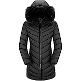 Bellivera Women's Winter Thickened Quilted Puffer Jacket Zipper Pockets Bubble Coat with Removable Hood and Faux Fur Collar