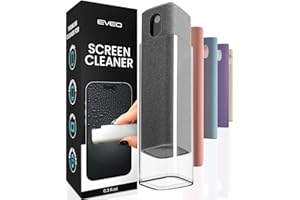 EVEO Screen Cleaner Spray and Wipe - 2-in-1 Car Screen Cleaner & iPhone Cleaner Touchscreen Mist Cleaner for Laptop, Computer, MacBook, iPad and More - Streak-Free Shine - Grey