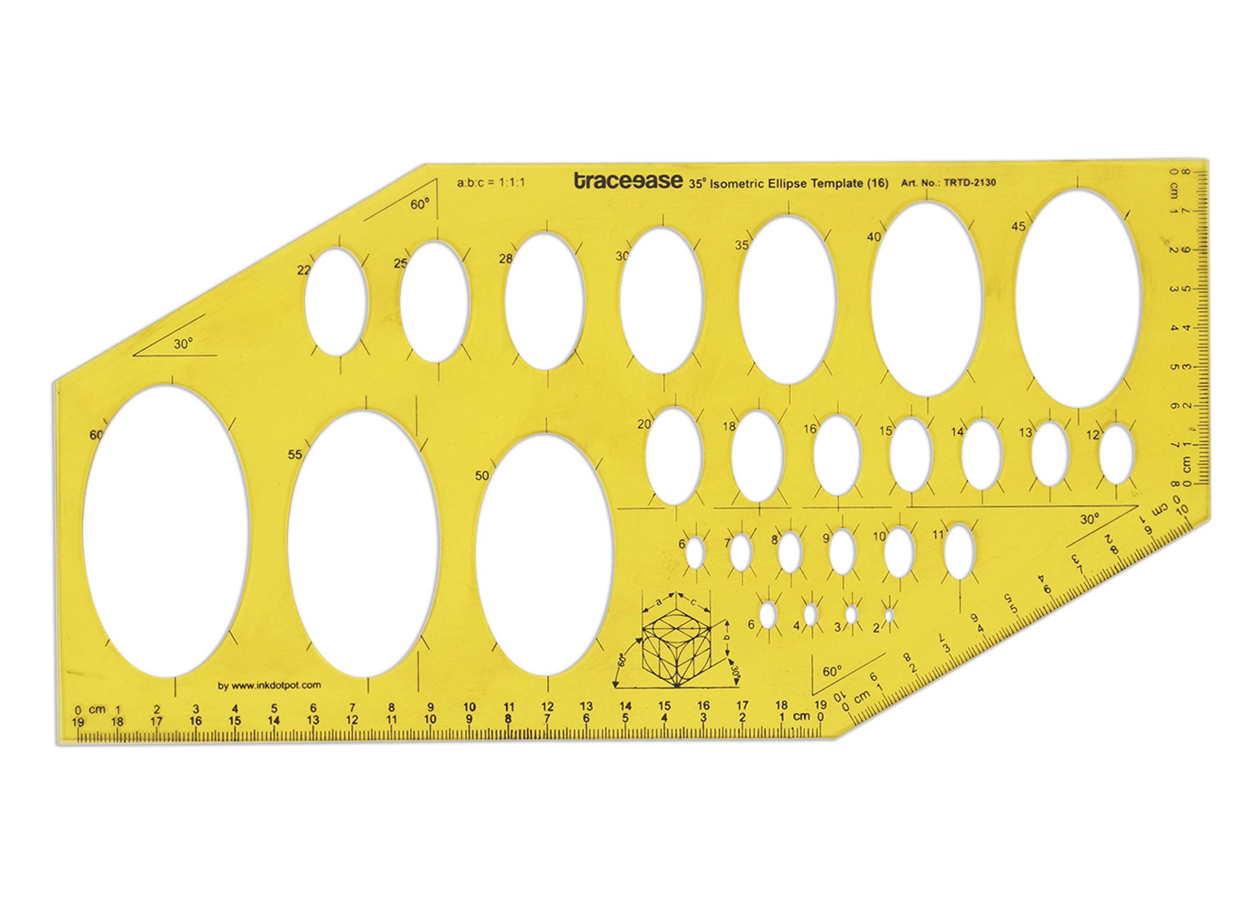 Traceease Geometric Drafting 35° Isometric Ellipse Template Drawing Stencil, Designing Template Measuring Ruler