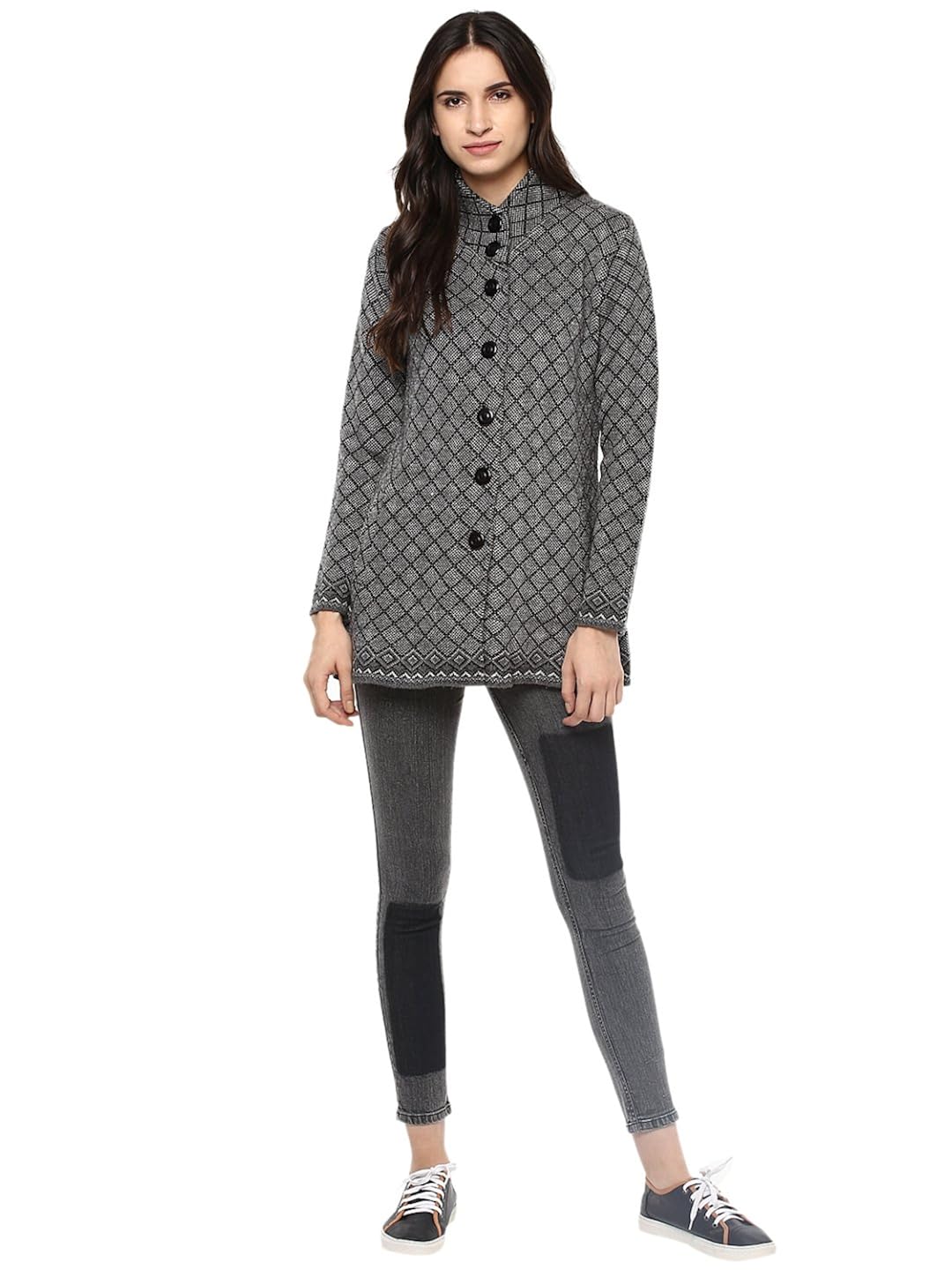 cayman women black patterned coat
