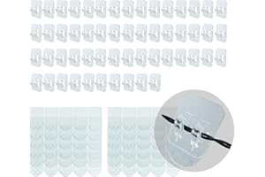 Karsbarwe 55 Hooks + 60 Strips, Clear Outdoor Light Clips, Damage-Free Hanging Outdoor Hooks with Adhesive Strips, Wall Hooks for Hanging Outdoor Lights, Cables, Decorations, No Tools