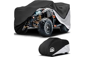 COVERVIN ATV Cover, Heavy Duty Waterproof Oxford Fabric Protective 4 Wheeler Quad Cover for 100" Kawasaki Honda Polaris Yamaha (Black&Silver)