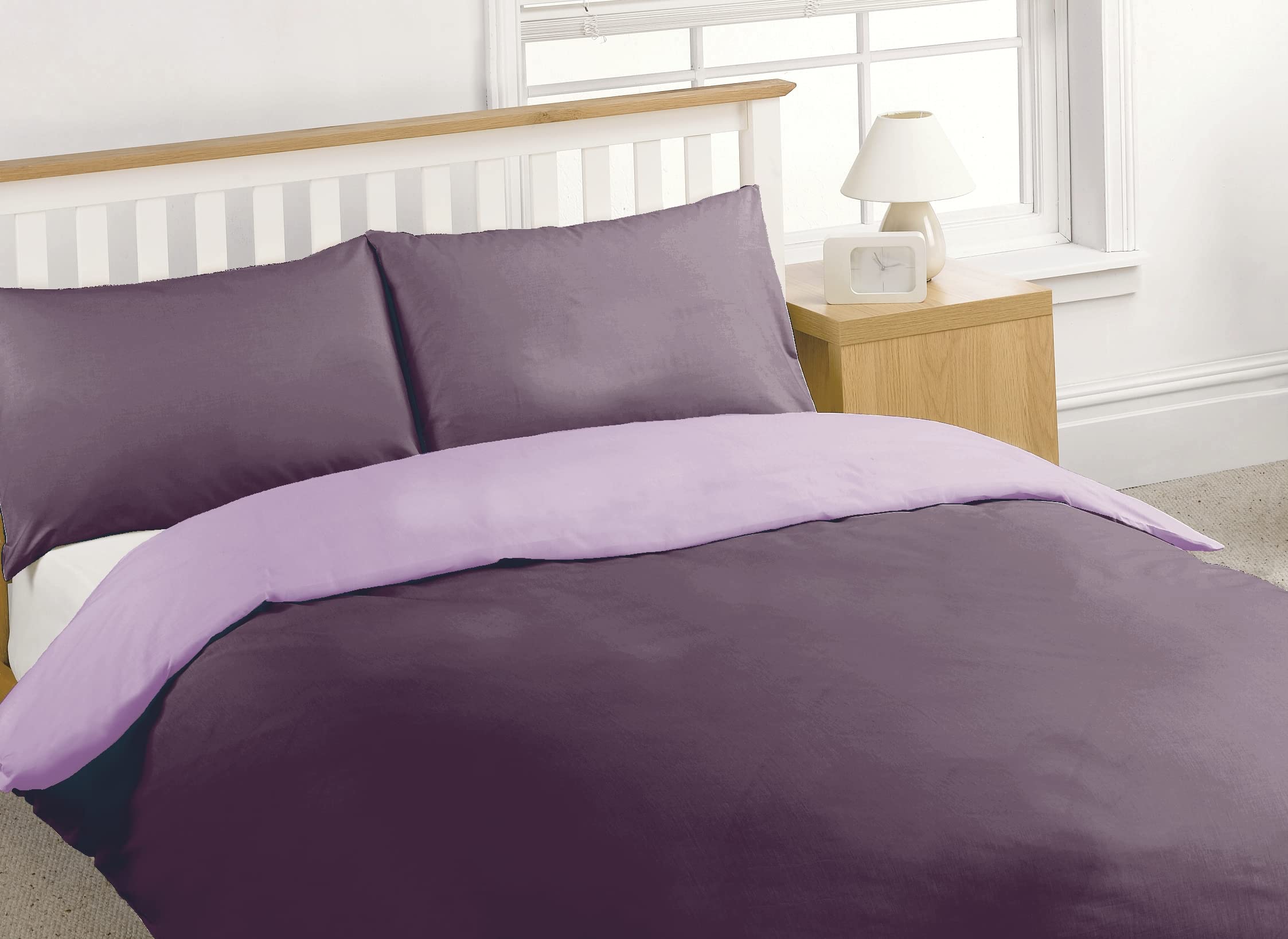 Rapport Home Rapport 180TC Percale Reversible Quilt Cover, Single, Grape & Lilac, Polyester-Cotton