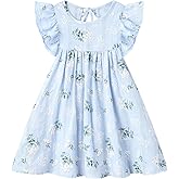 LYXIOF Toddler Baby Girl Cotton Linen Dress Ruffle Sleeve Halter Sleeveless Kids Casual Dresses