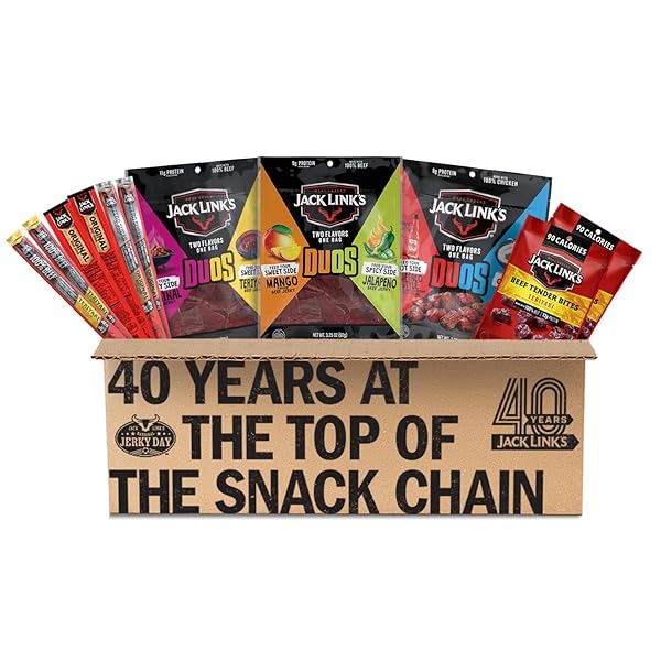 JACK LINK’S DUOS GIFT BOX – INCLUDES BEEF JERKY, CHICKEN & TENDER BITES, & STICKS, GREAT PROTEIN GIFTS FOR DAD, MEN OR MEAT LOVERS, IDEAL FOR HOLIDAYS & MORE – 11-PIECE BEAST SNACK VARIETY PACK