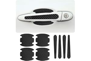 Bestmoy 8PCS Carbon Fiber Car Door Handle Scratch Protectors, Universal Paint Guard Sticker for Door Handle Bowl, Fits Most Cars, Trucks, SUVs (Black)