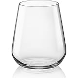 Bormioli Rocco InAlto Uno Stemless Glass, Set of 6, 15.25 oz, Clear