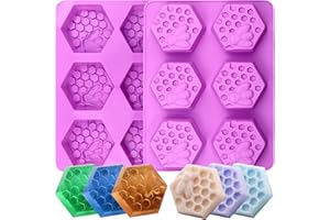 SIQINZONGWA 2 Pack Bee Soap Molds, 3D 6 Cavity Bee Silicone Soap Molds, Silicone Soap Mold for Homemade Soaps, Cakes, Jellies, Chocolates, Desserts, Ice Cube Tray (Purple)