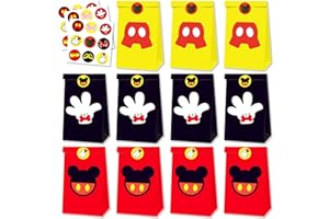 Einponny 24Pcs Mouse Party Bags with Stickers Paper Supplies Favors Cookie Chocolate Candy Snack Bags For Birthday Party Decoration Supplies