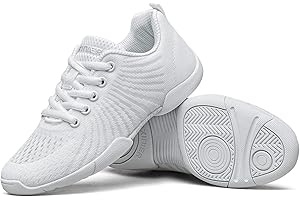 BAXINIER Girls White Cheerleading Shoes Youth Competition Cheer Sneakers Lightweight Athletic Training Dance Tennis Walking Shoes