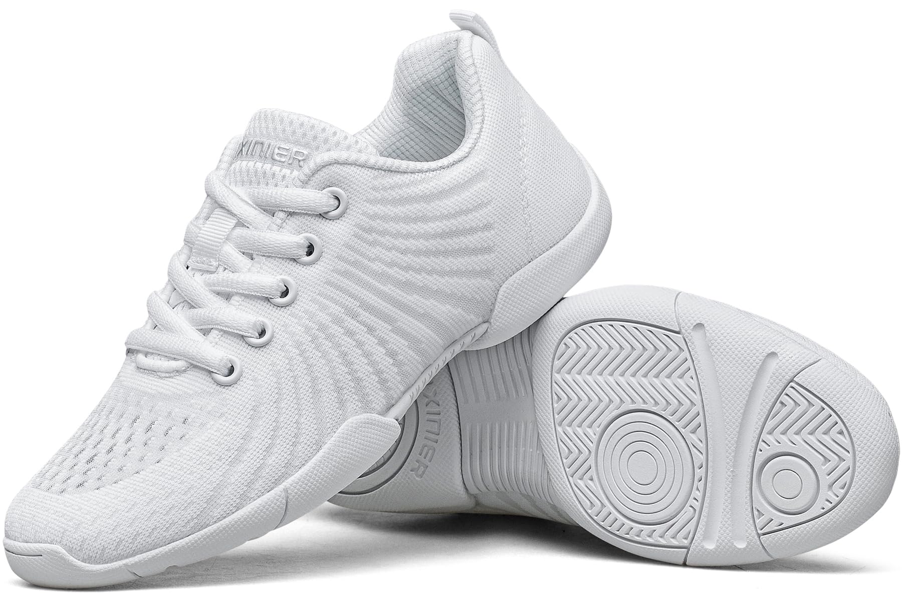 Photo 1 of BAXINIER Girls White Cheerleading Shoes Youth Competition Cheer Sneakers Lightweight Athletic Training Dance Tennis Walking Shoes - White 3 Big Kid