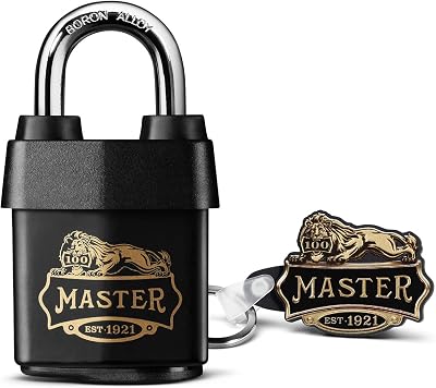 Master Lock Heavy Duty Outdoor Padlock 100 Year Logo Black 97x54x32mm
