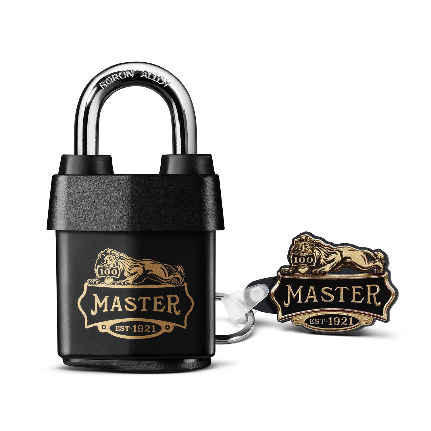 Master Lock 1921EURDCC Heavy Duty Outdoor Padlock with 100 Year Logo Printed, Black, 97 x 54 x 32 mm — image 1