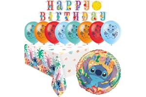 Lilo and Stitch Birthday Party Supplies Decorations Set - Table Cloth Latex Balloons Banner Foil Balloon | Lilo and Stitch Pa