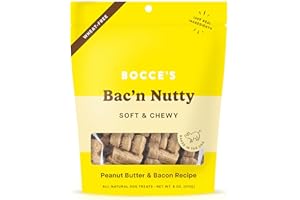 Bocce's Bakery Bac'n Nutty Soft & Chewy Dog Treats, Wheat-Free PB & Bacon Flavored All Natural Limited Ingredient Oven Baked Cookies for Dogs, 6 oz Bag