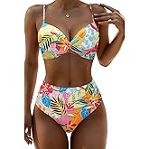 Aqua Eve Women Underwire Bikini High Waisted Bathing Suit Tummy Control Two Piece Swimsuit