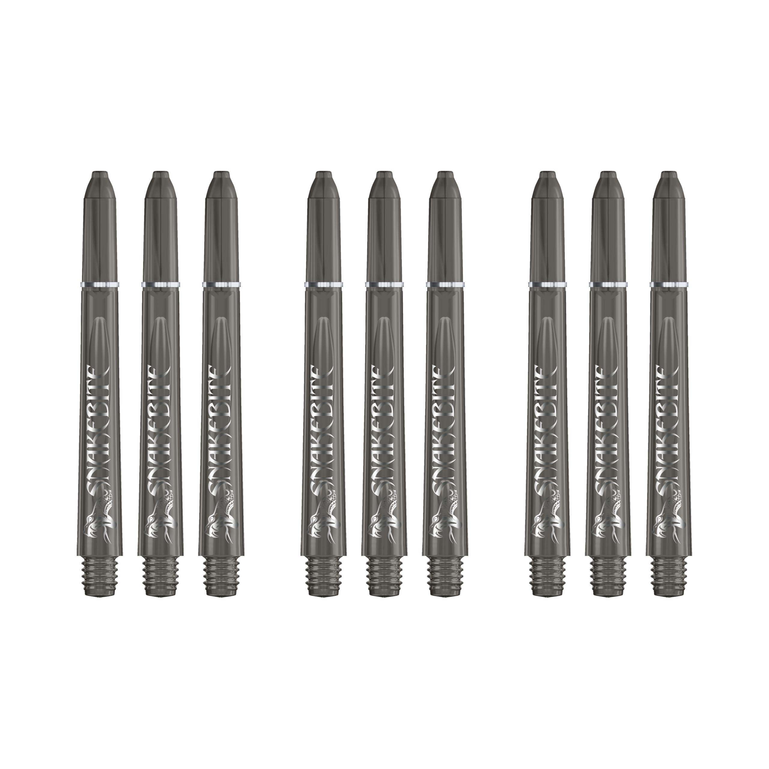 RED DRAGON Peter Wright Snakebite Signature Series Medium Black Tint Dart Stems - 3 Sets Per Pack (9 Shafts in Total)