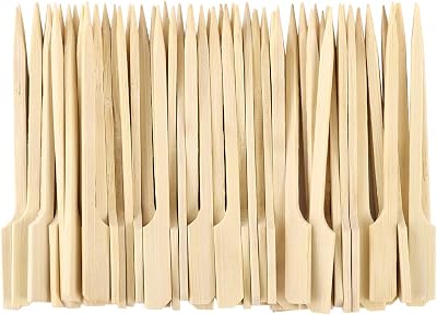 Lanjue 200 Pack Bamboo Skewers 9cm Flat Handles for Barbecue Fruit Burgers