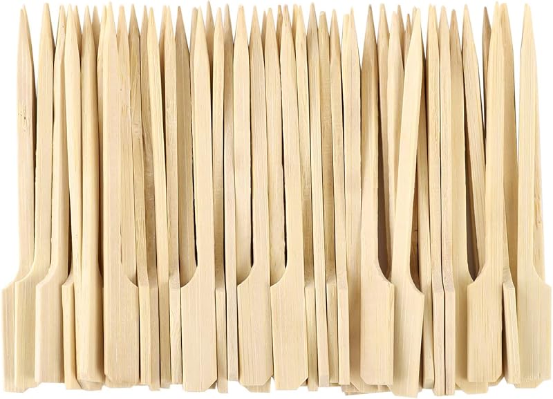 Lanjue 200 Pack Bamboo Skewers 9cm Flat Handles for Barbecue Fruit Burgers