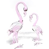 ZOOCRAFT Exquisite Pair of Pink Glass Flamingo Figurines – Handcrafted Blown Glass Art for Home Decor, Animal Lovers, and Nature Enthusiasts