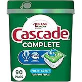 Cascade Dishwasher Detergent Pods, Complete Actionpacs Dishwasher Pods, Fresh Scent, 90 Count