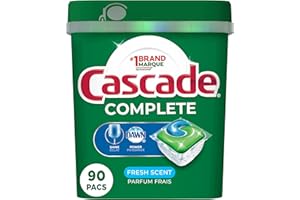 Cascade Dishwasher Detergent Pods, Complete Actionpacs Dishwasher Pods, Fresh Scent, 90 Count