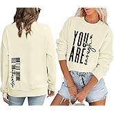 Wrenpies You Are Enough Sweatshirt Mental Health Inspirational Words of Affirmation Hoodie Positive Graphic Long Sleeve Shirt