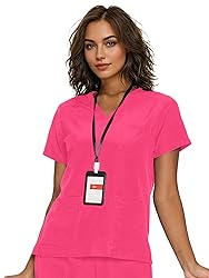 floralhue Scrub Tops for Women, Curved V-Neck Scrub