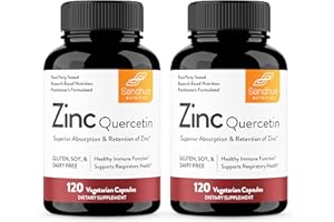 Sandhu's Zinc with Quercetin Capsules for Men & Women | Supports Immunity, Bone Health and Quality Sleep | 240 Count