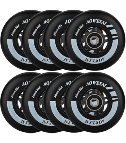 Lot De 4 Roues Lumineuses Pour Rollers - Diamètres 62 à 80 Mm, Dureté 90A, Avec Roulements ABEC-9