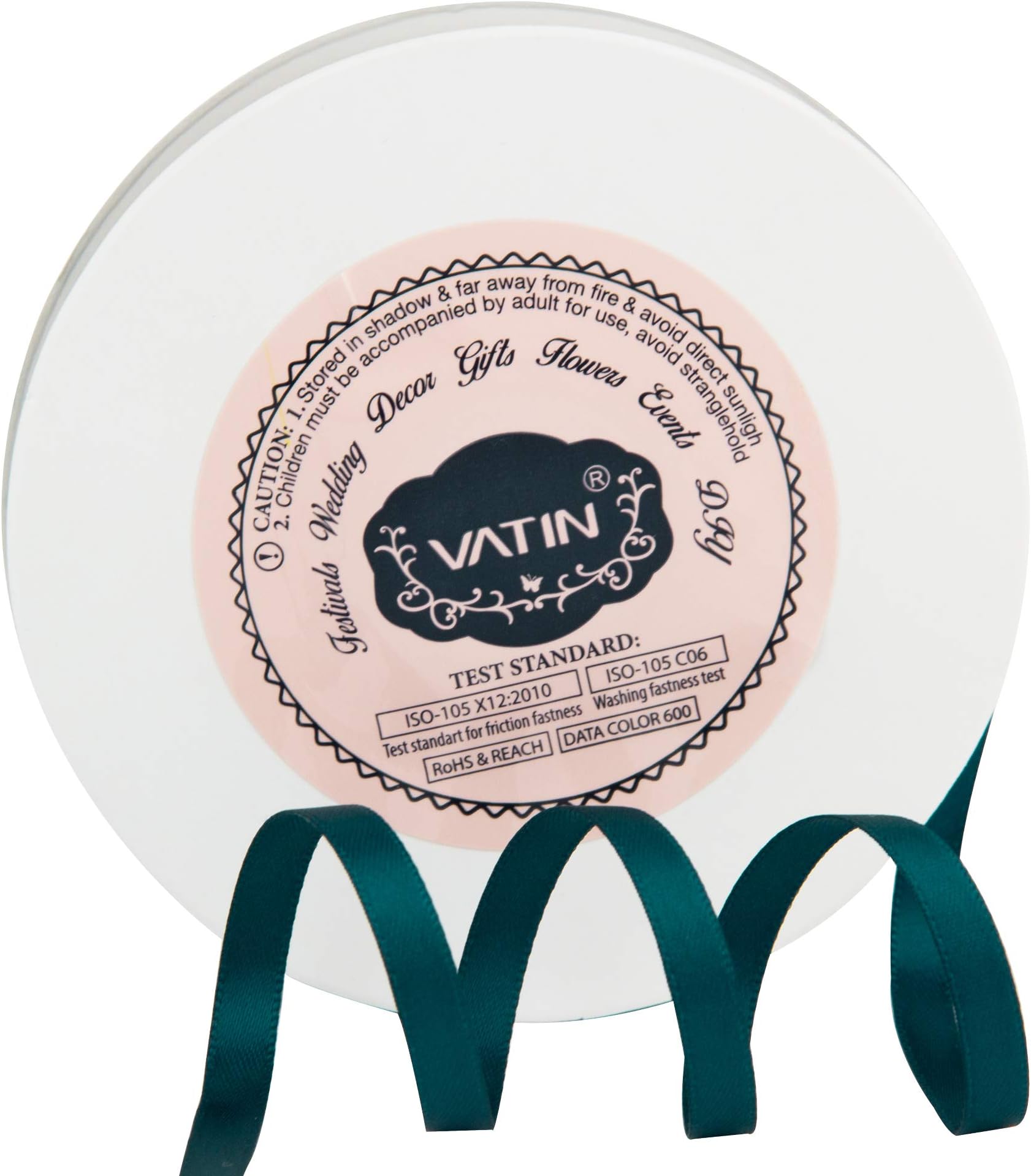 VATIN 1/4 inches Double Faced Teal Polyester Satin Ribbon - 50 Yards for Gift Wrapping Ornaments Party Favor Braids Baby Shower Decoration Floral Arrangement Craft Supplies