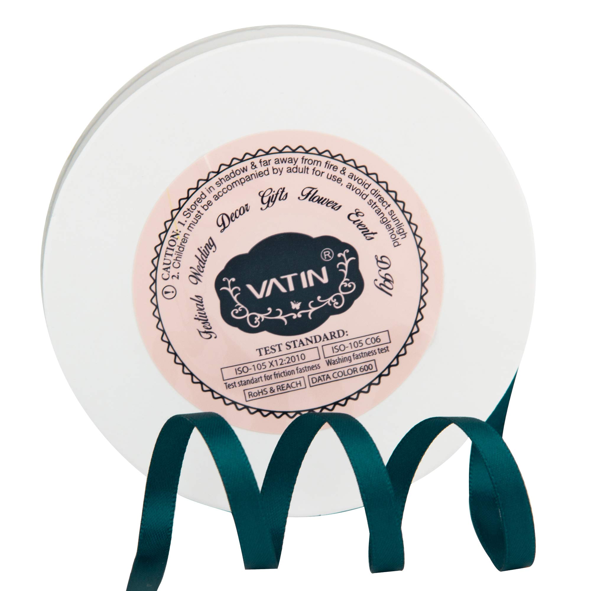 VATIN 6mm Double Faced Teal Polyester Satin Ribbon - 45 Metre for Gift Wrapping Ornaments Party Favor Braids Baby Shower Decoration Floral Arrangement Craft Supplies