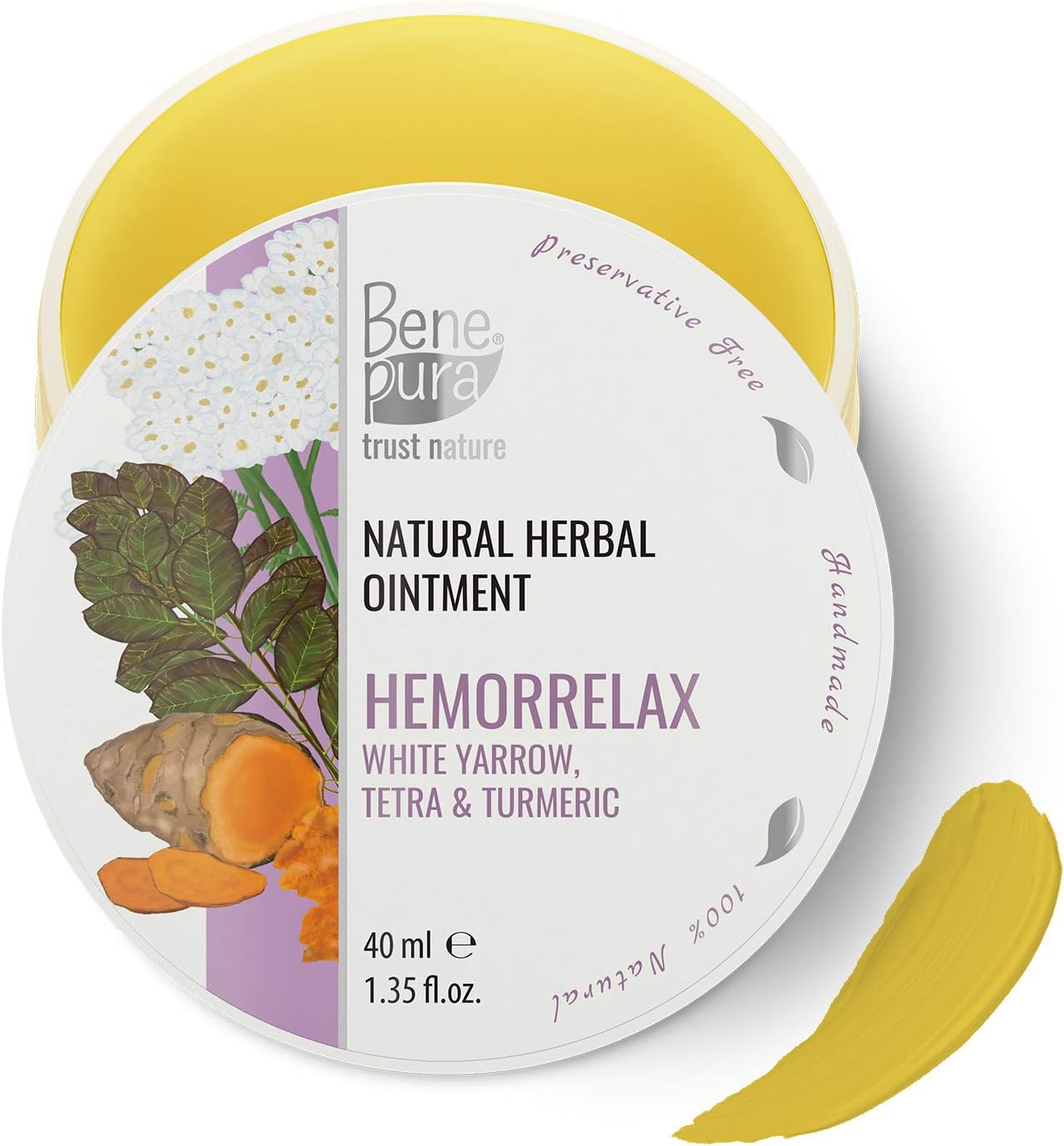 BenePura Hemorrelax Hemorrhoids Ointment, Natural Ointment for Burning Itching and Discomfort with White Yarrow