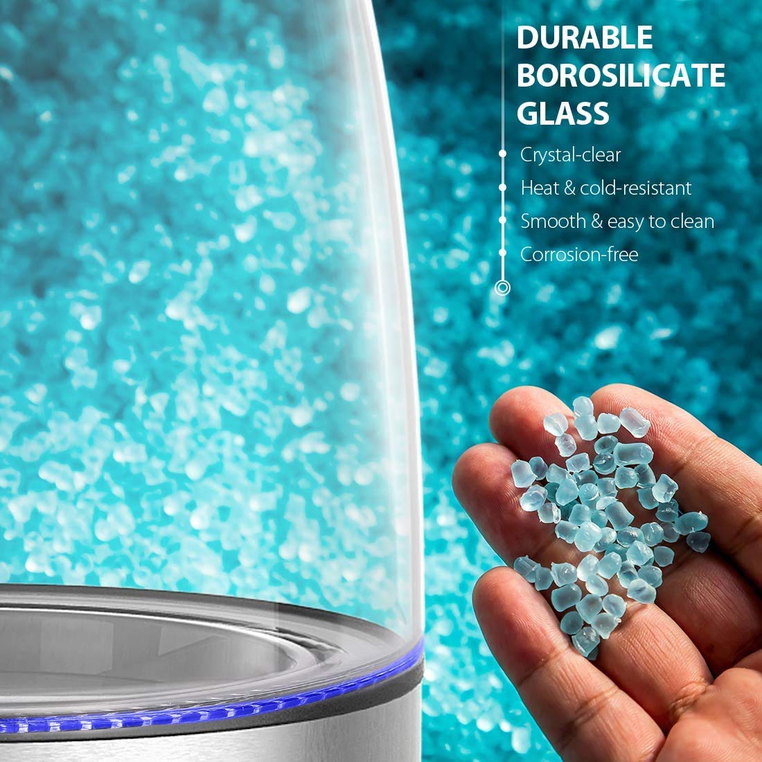 AZEUS Fast Boil Electric Water Kettle, 1.8L Large Capacity with Auto Shut-Off and Boil-Dry Protection, BPA-Free Borosilicate Glass &Stainless Steel - Image 3