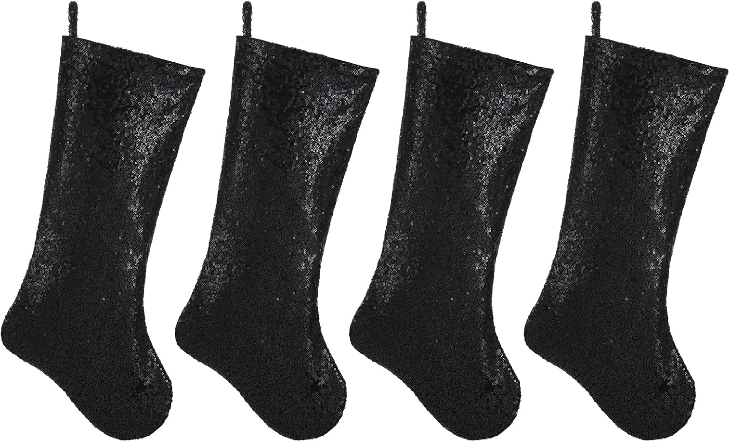 Stockings & Holders - Pxniy 20 Inches Sequin Christmas Stockings,4 Pack Glitter Xmas Holiday Party Supplies,Personalized Christmas Stockings,Holiday Season Decor (Black Sequin)