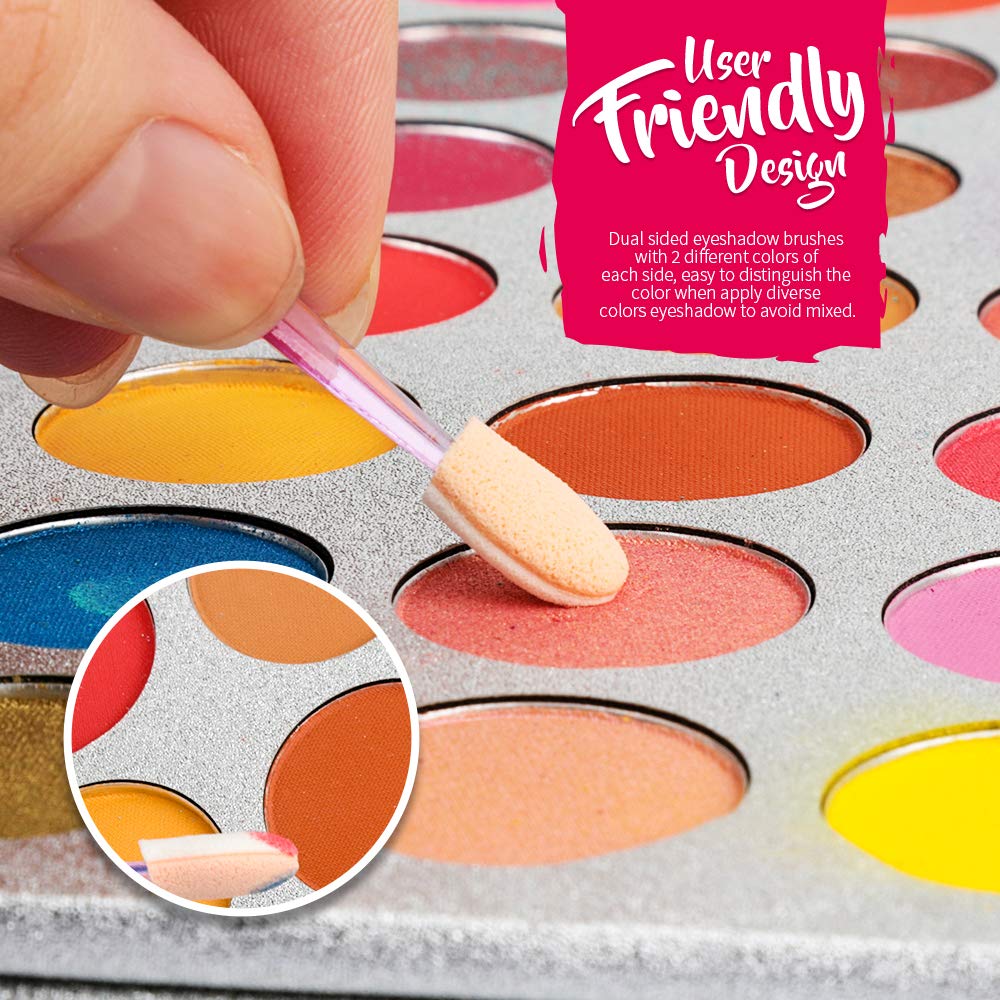 12 PCS Disposable Eyeshadow Brush, FANDAMEI Dual Sides Eyeshadow Sponge Applicators, Double Ended Oval Makeup Brush Tool: Beauty