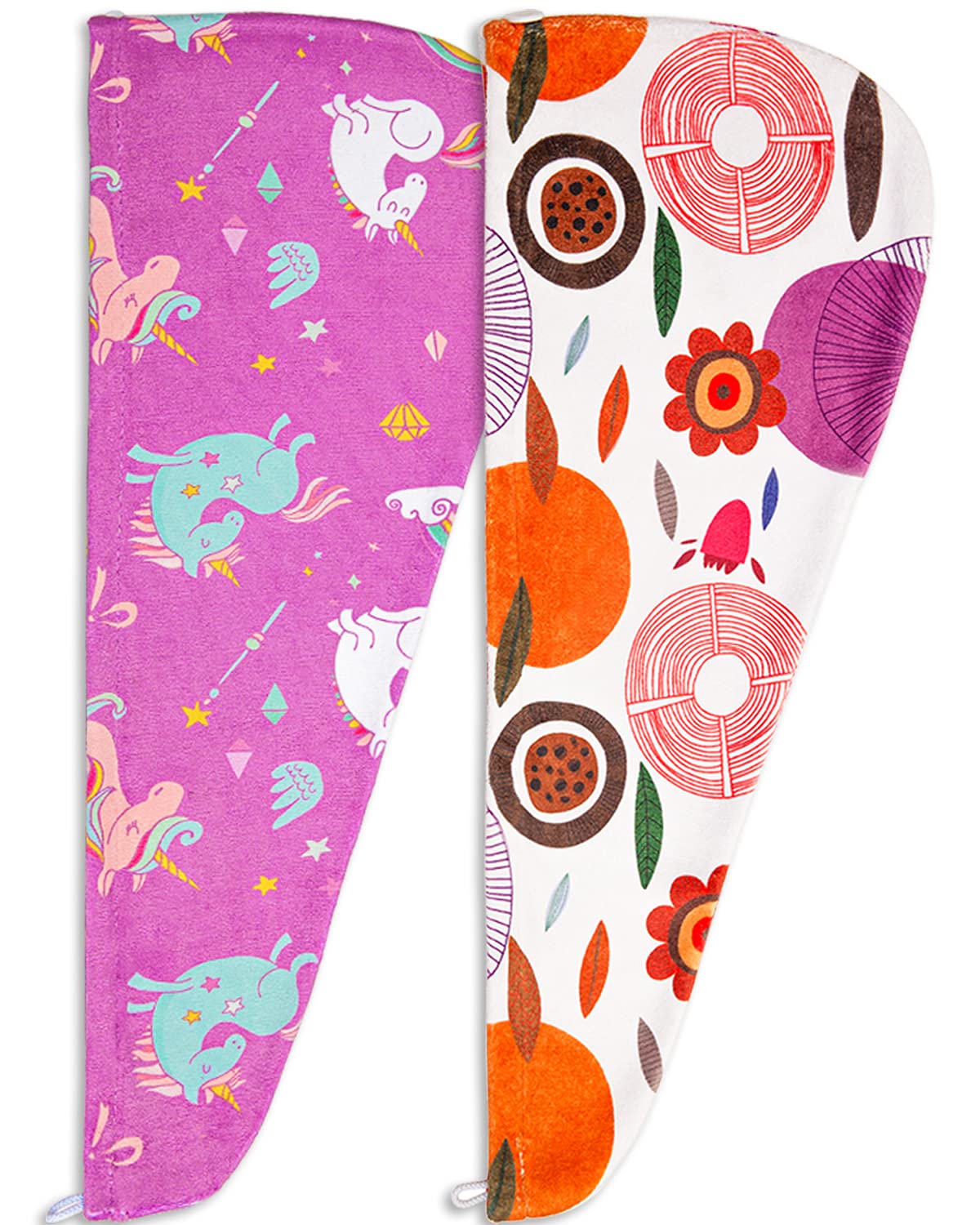 Microfiber Hair Towel, 2Pack Hair Drying Towel Unicorn Hair Towel Quick Dry Turban Towel Hair Wrap for Kids Girls Women : Beauty