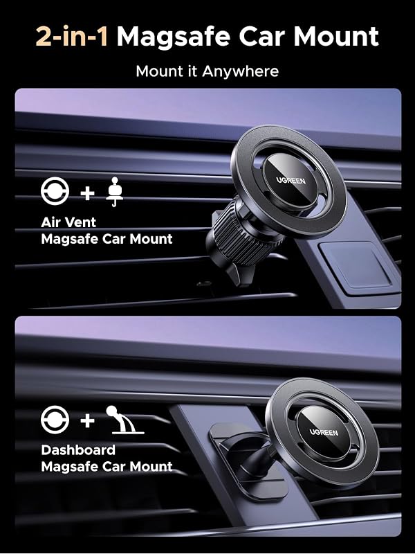 2 en 1 Support Téléphone Voiture Magnétique pour MagSafe