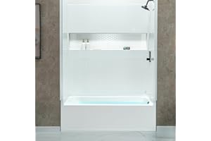 WOODBRIDGE 60” x 32” Four-Piece Direct-to-Stud Alcove Tub Surround with Right-Drain Hole Soaking Bathtub Combo in White