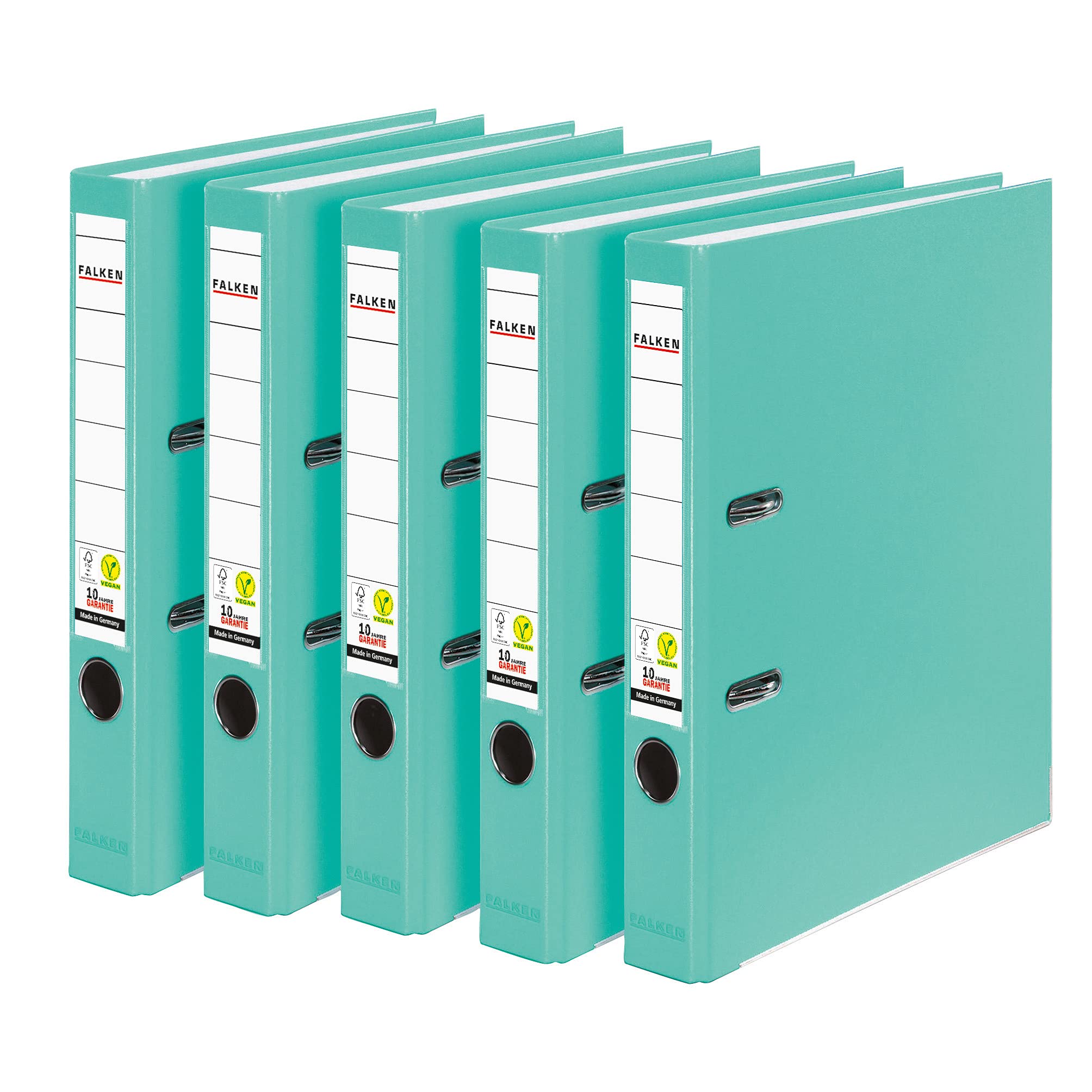 Falken Polypropylene Coloured Ring Binder, DIN A4 5er Pack schmal turquoise