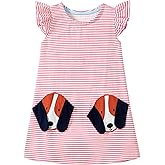 WRHPZW Toddler Girl Summer Short Sleeve Easter Dress Cotton Casual Jersey Shirt Playwear Applique Dress