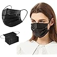 LECOYOYO Disposable Face Masks,100 PCS Black Face Masks Disposable 3 Ply Protection Face Masks