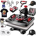 WHUBEFY Heat Press, 15x12 Inch 8 in 1 Shirt Press Multifunction Combo 360° Swing Away Digital Printing Heat Transfer Sublimation Machine Vinyl Heat Press Machine for T Shirts, Cap, Mug, Plate, DIY