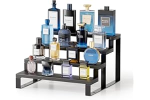 Boulphia Cologne Organizer for Men, 12 Inch Wood Cologne Stand 4 Tier Perfume Organizer for Dresser, Versatile Step Display S