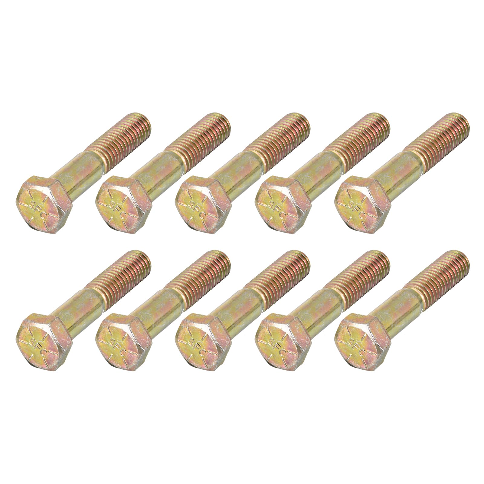 METALLIXITY Hex Bolts (1/2-13x2-1/2") 10Pcs, Carbon Steel Zinc Plated, Coarse Thread UNC Hex Head Screw Bolt - for Furniture Repair, Yellow โ image 1