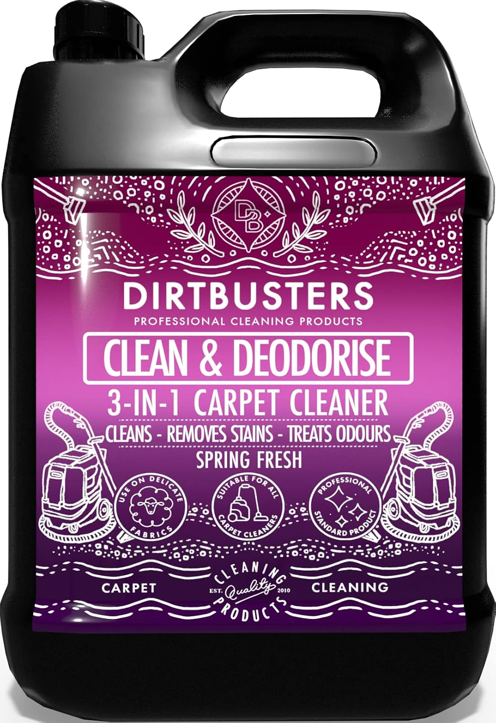 Dirtbusters Carpet Shampoo Cleaner Solution 5L 3-in-1 Stain Odour Cleaner