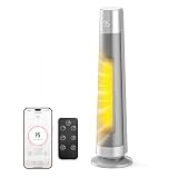 FLANUR 1500W PTC Ceramic Smart Space Heaters for Indoor Use, Portable Heater with Remote & App Control for Large Room, Office, ECO Modes, Safety Protection, 70° Oscillation, 12H Timer, Silver, 1 Pack